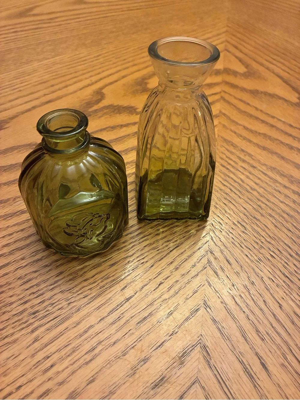 Green Glass Decorative Vases - Set of 2